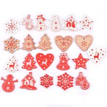 10Pcs White/Red Wooden Pendants Christmas Bell Snowflake For DIY Xmas Tree Stars Wood Crafts Hanging Ornaments Home Party Gifts 2024 - buy cheap