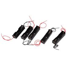 Retail 5Pcs 1 x 1.5V AA Dual Cable Battery Holder Plastic Case Storage Box Black + Red 2024 - buy cheap