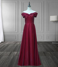 Real Photos New wine Red Slim A line Evening Dress off shoulder floor length Long Formal Dress Woman Party Dresses Evening Gown 2024 - buy cheap