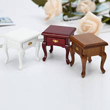 1:12 Scale Dollhouse Bed Side Table Bedroom End Table Modern Wooden Cabinet 2024 - buy cheap