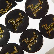 1000pcs Round Black Gold Thank You with Heart Paper Stickers Seal Labels Hot Stamping Business Packing Label Stationery Sticker 2024 - buy cheap