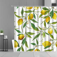 Cortina de ducha de frutas tropicales en 3d, tela con estampado de piña y limón, cortinas de baño con ganchos, decoración del hogar, suministros de baño 2024 - compra barato