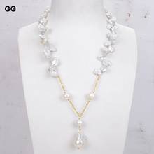 GG Jewelry-Colgante de perla de agua dulce para mujer, collar de cadena, Gargantilla, joyería de boda, color blanco con perforación superior de 21 pulgadas 2024 - compra barato