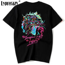 Lypré azy camiseta masculina de manga curta de algodão, primavera e verão, estilo chinês, camiseta bordada com cabeça de tigre, camiseta casual masculina 2024 - compre barato