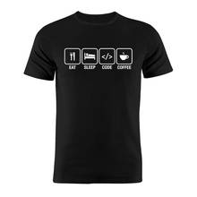 100% Cotton Unisex T Shirt Coder Developer Programmer Eat Sleep Code Coffe Funny Minimalist Artwork Gift Tee 2024 - buy cheap