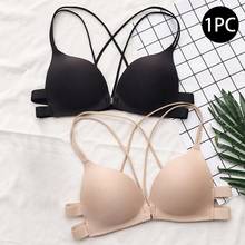 Women Back Beautify Ladies Front Closure Wire Free Fashion Bra Sexy Padded Lingerie Bralette Gather Push Up