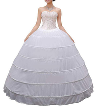 Свадебная Нижняя юбка кринолин 6 обруч женская белая юбка длинное бальное платье Нижняя юбка 2024 - купить недорого