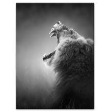 Black and White Animals Posters Howling Lion Canvas Art Prints and Prints Lion Cuadros Canvas Paintings Home Wall Art Decor 2024 - buy cheap