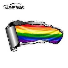 Design de metal rasgado com lgbt orgulho gay arco-íris bandeira motivo vinil externo adesivo de carro para windows 2024 - compre barato