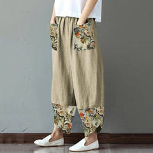 5XL Vintage Printed Harem Pants Women Plus Size Trousers Elastic Waist Cotton Linen Harem Pants Oversized Loose Summer Pant A20 2024 - buy cheap