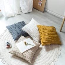 Funda de almohada cuadrada con borlas florales, cubierta de cojín de algodón, decoración de sofá para el hogar, Color sólido, 45x45cm 2024 - compra barato