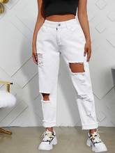 Pantalones vaqueros holgados De cintura alta para mujer, ropa De calle De talla grande, a la moda, Sexy, con agujeros 2024 - compra barato