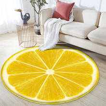 Alfombra de franela con patrón de limón y frutas, tapete de área redonda, 3D, antideslizante, para comedor, sala de estar, dormitorio suave 2024 - compra barato