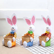 Zollor-cesta de conejo de Pascua para decoración de guardería, cesta de bambú colorida, cesta de animales para niños, producto de decoración creativo DIY 2024 - compra barato