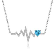 GEM'S BALLET Natural Swiss Blue Topaz Heart Shaped Necklace Jewelry 925 Sterling Silver Love Heartbeat Pendant for Women Wedding 2024 - buy cheap