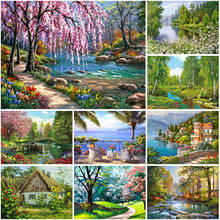 Pintura de paisagem diamante 5d árvore de paisagem strass kit de ponto cruz paisagem pintura de diamante imagem mosaico artesanal arte de parede 2024 - compre barato