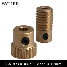 0.5 Modulus Light Weight Brass Worm Reducer 20T Wore Gear Wheel + 3.175mm Bore Worm Gear Shaft 2024 - buy cheap