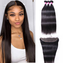 Wigmy Brazilian Straight Hair 3 Bundles With Frontal Closure 13x4 Lace Frontal With Bundles Human Hair Extensions Natural Color 2024 - buy cheap