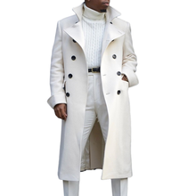 Abrigo largo de lana para hombre, chaqueta fina de lana para negocios, gabardina elegante informal de talla grande, color blanco, a la moda, Otoño, 2020 2024 - compra barato