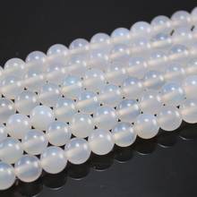 Natural White Agate Onyx Fine Gemstone 4 6 8 10 12mm Round Loose Beads Accessories for Necklace Bracelet DIY Jewelry Making 2024 - compre barato