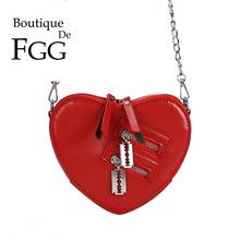 Boutique De FGG Heart Shape Women PU Crossbody Bags Teenage Girls Casual Chain Shoulder Handbags with Zippers 2024 - buy cheap