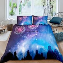 2021 Fireworks New Year Home Textiles Bedding Set Twin Queen King Size Bedclothes With Pillowcase Soft Quilted Adult Cover Sets 2024 - buy cheap