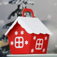 Casa forma vermelho doces sacos de papai noel caixa de presente diy biscoito embalagem caixa de doces saco de festa de natal em casa decoração suprimentos 2024 - compre barato