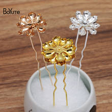 BoYuTe (10 Pieces/Lot) 23MM Metal Brass Flower Hair Fork Hairpins Materials Diy Handmade Bridal Hair Accessories 2024 - buy cheap