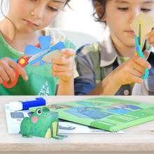 Brinquedo infantil dobrável em 3d, artesanato educacional com tesoura e ferramentas para presente, corte de papel colorido, desenho animado, diy 2024 - compre barato