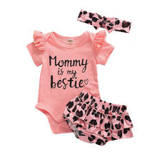 0-24M Newborn Infant Baby Girls Ruffle Tops Jumpsuit Romper + Leopard Tutu Shorts Pants Headband Outfits Set 2024 - buy cheap