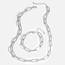 FLOLA Multilayer Curb Link Chain Necklace For Women Silver Color Lock Chain Necklaces Punk New Trendy Jewelry Women Gifts nker07 2024 - buy cheap