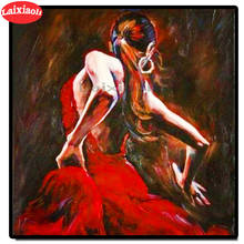 Картина из страз «Красное платье женщины», Алмазная мозаика 3d «сделай сам», круглая/квадратная вышивка, портретная танцорская фотография, Декор 2024 - купить недорого