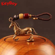 LLavero de cobre Feng Shui hecho a mano, colgante de caballo de la suerte, cadena para llaves, anillos, colgantes, bricolaje 2024 - compra barato