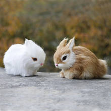 Mini conejos de peluche de piel realista, conejo de pascua, simulación de conejo, modelo de juguete, regalo de cumpleaños 2024 - compra barato