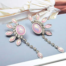 Wholesale New Colorful Rhinestone Flower-shaped Long Drop Earrings High-quality Fashion Crystal Jewelry Accessories For Women 2024 - buy cheap