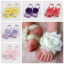 Solid Color Chiffon Flower Barefoot Sandals for Baby Girls Newborn Photo Props Fashion Toddler Accessories Birthday Gifts 2024 - buy cheap