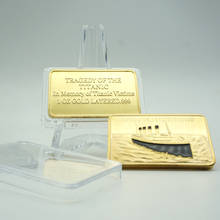 Titanic Souvenirn-Barra de lingote de oro chapado en oro de 24K, 1 OZ conmemorativo, en capas de oro 999, colección de arte para el hogar, regalo moderno 2024 - compra barato