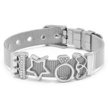 Silver Color Stainless Steel Mesh Charms Bracelets Set Fine Bracelet Bangle for Women Lovers Girlfriend Gift 2024 - buy cheap