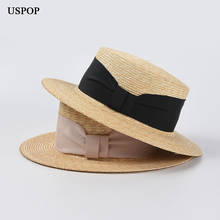 USPOP Women straw Sun Hat Spring Summer Natural High Quality Wheat Straw Hat Bowknot Straw Hat Sunshade 2024 - buy cheap