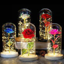 2020 new blue rose wishing girl galaxy rose LED flash light on glass dome Valentine's Day gift wedding decoration birthday gift 2024 - buy cheap