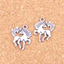 Colgantes antiguos 90 Uds. Caballo unicornio 19x25mm, joyería de plata tibetana Vintage, collar de pulsera DIY 2024 - compra barato