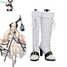 Botas longas de couro de cão arcavaleiros, sapatos brancos personalizados para cosplay, para festa de natal e dia das bruxas 2024 - compre barato