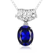 Women's Blue Sapphire Sterling Silver Pendants Classical Fine Jewelry Created Sapphire Women Engagement Jewelry Anniversary Gift 2024 - buy cheap