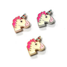 Pink Unicorn Slide Charms fit on Stainless Steel Keeper Mesh Bracelet DIY Women Jewelry 5pcs/lot 2024 - buy cheap