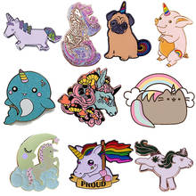 Gorgeous Unicorn Enamel Pin The dog horse pig Brooch Colorful Animal Pins Jewelry 2024 - buy cheap