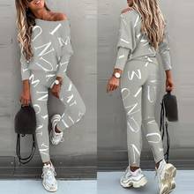 Women's Outfit Sets Letters Print Long Sleeve Top Pants Tracksuit for Sports Women Sets fashion Clothing Suits Set 2024 - buy cheap