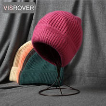 VISROVER-gorro de acrílico de 7 colores para mujer, gorro de color sólido unisex, gorro suave cálido combinado, regalo de otoño 2024 - compra barato