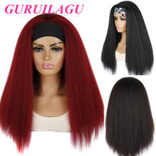 GURUILAGU Kinky Straight Headband Wig 24inch Synthetic Wig Color #1B/4/#BUG Black Wigs For Women Synthetic Hair Cosplay Wig Long 2024 - buy cheap