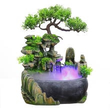 110-240V Creative Home Decoration Resin Rockery Waterscape Feng Shui Water Fountain Air Spray Green Plant Flowerpot Fish Tank 2024 - buy cheap