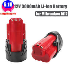 Bateria recarregável de 3000mah para milwaukee m12, acessório sem fio, 48-11-2402, 48-11-2411, 48-2401 2024 - compre barato